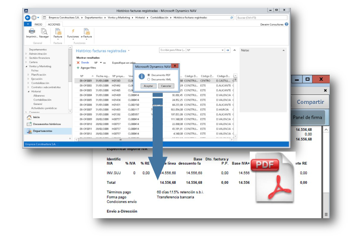 Módulo e-factura generar PDF